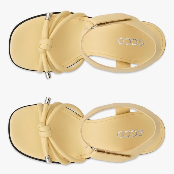 Ecco Beige Strappy Block Heel Sandals - Picture 5 of 7